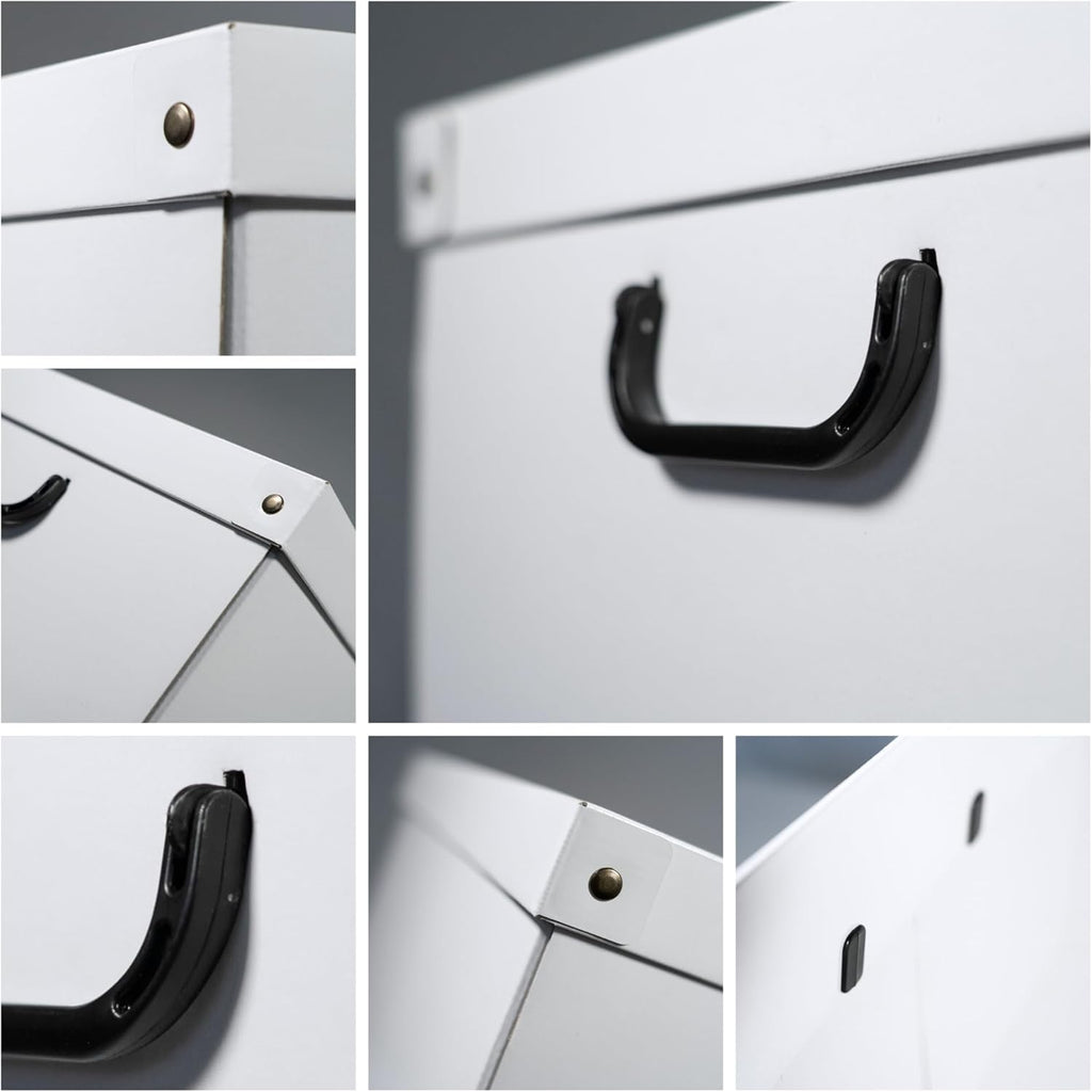 Lavatelli: Storage Box 6 Pack: Large - Map - Lid & Side Handles, Decorative Cardboard Organizer, Stacks-Folds, Home-Clothes-Toys, 19.7 x 15.7 x 9.8