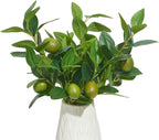 3 PCS Artificial Green Lemon Branches for Vase 18 Inch Fake Lemons Fruit Picks Faux Lemons Tree Decor Realistic