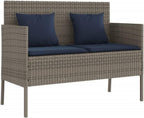 Poly Rattan Garden Bench with Cushion, Outdoor Storage Bench with Waterproof Cushion, PE Rattan Patio Seat with Storage Bag for Cushions and Towels