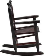 Kids Rocking Chair, Solid Wood Toddler Rocker, Indoor Outdoor Durable Children's Rocking Chair, Safe Anti-Tipping Design for Playroom, Bedroom, Backyard, Nursery (Black)