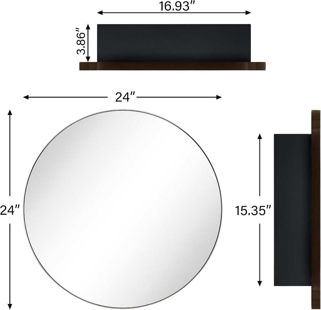 Surface Mount Oil Rubbed Bronze Round CircleBathroom Medicine Cabinet with Mirror Circlular Shaped Stainless Steel Metal Framed Medicine Cabinets Bathroom Cabinet with Mirror 24'' Diameter