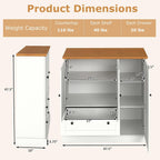 Buffet Cabinet with Storage, 47.5” Modern Sideboard with 3 Doors & 2 Drawers, Credenza for Living Room, Wooden Coffee Bar Cabinet with Removable Shelf for Kitchen Dining, White