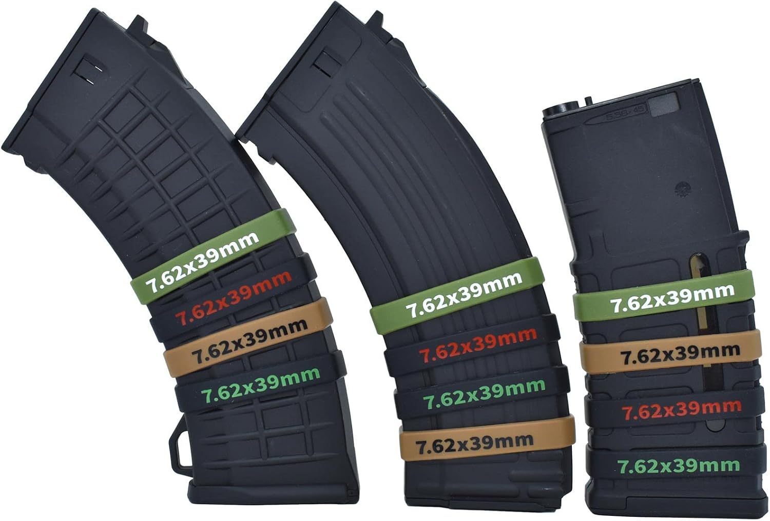 12 Pack Miaozhun 7.62x39mm Magazine Marking Bands 7.62x39 Magazine Caliber Identification(Army Green-White)