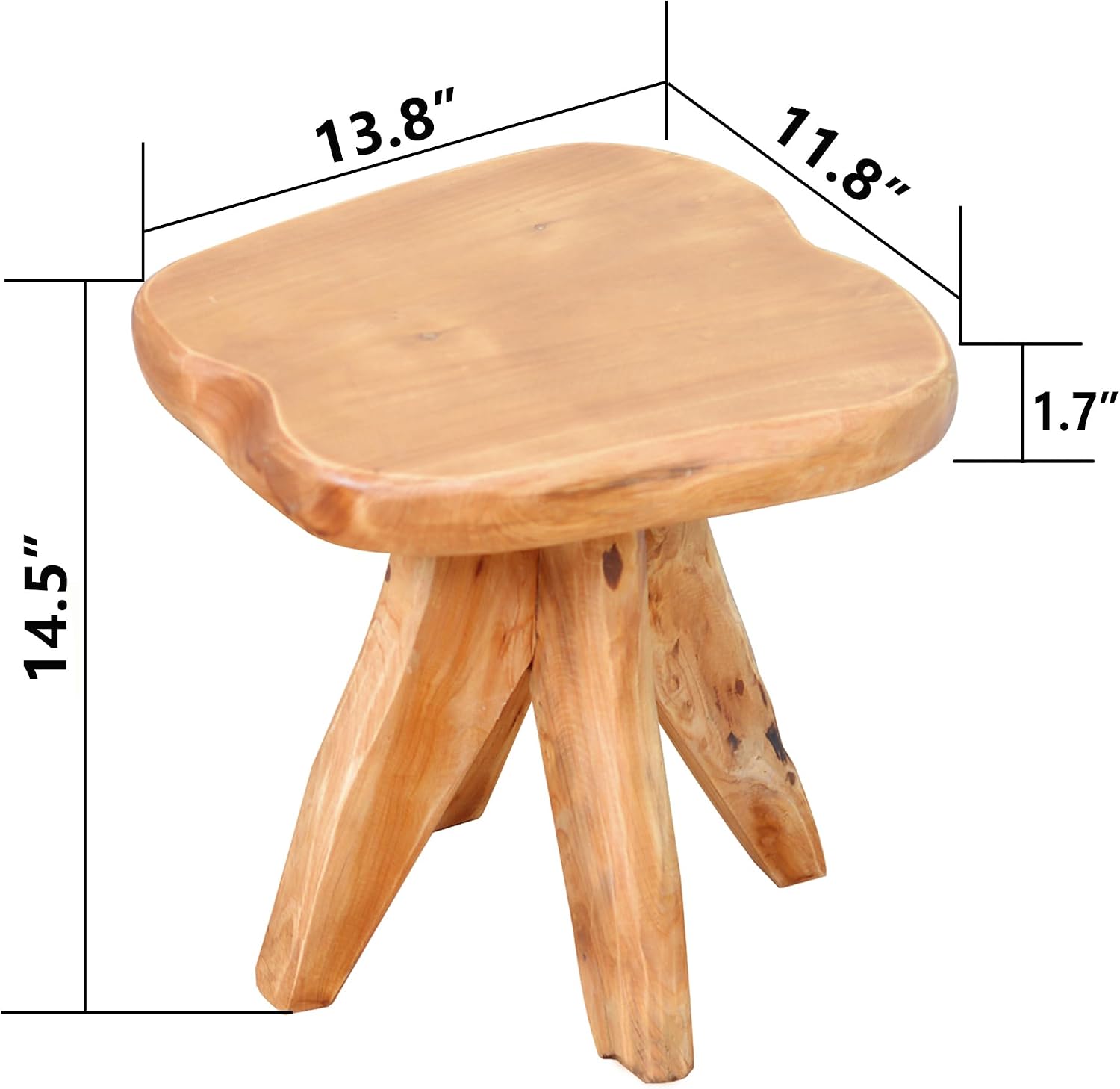 Brefhome Natural Cedar Wood Stool, 14.5" Tall Hand-Carved Tree Stump End Table, Unique Live Edge Plant Stand, Rustic Mushroom Stool for Living Room, Garden & Indoor Decor, Fully Assembled