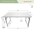 Height Adjustable 4 FT Granite White Folding Table – Premium 4 Foot Folding Table Ideal for Camping, Picnic, Party or as Kids Table