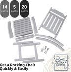 Rocking Chairs Set of 2, All Weather Resistant Poly Lumber Outdoor Porch Rocker, Rocking Chairs for Outdoor, Indoor, Patio, Deck, Garden, Backyard, Load Bearing 380 lbs - Grey