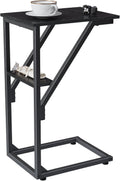 C-Shaped End Table, Small Couch Side Table, Sofa TV Tray Table for Living Room, Bedroom, Bedside ET-D-BK1