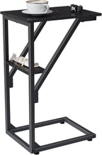 C-Shaped End Table, Small Couch Side Table, Sofa TV Tray Table for Living Room, Bedroom, Bedside ET-D-BK1