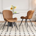 Dining Chairs Set of 2 Modern Fabric Dining Room Chairs Upholstered Dining Chairs with Thick Cushions Metal Legs Armless Back Chair for Kitchen and Living Room Brown