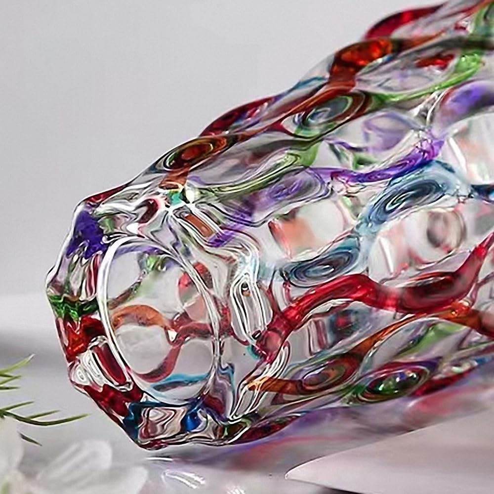 Hand Painted Colorful Vase 11" Tall,Flower Vase Decor for Home Dining Table Living Room,Office Wedding Holiday Party,Handmade Decorative Flower Vase (Colorful)