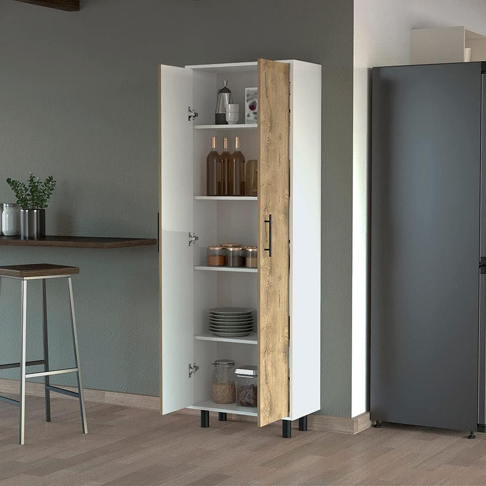 Oklahoma Tall Pantry Cabinet, 5-Shelf Storage Organizer, Wood Cupboard with Doors