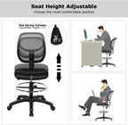 Giantex Tall Office Chairs Set of 2, Drafting Chair with Back, Height Adjustable Home Office Chair on Wheels, Ergonomic Computer Standing Desk Chair with Footrest Ring for Bedroom, Black