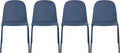2xhome Set of 4 Modern Stackable Armless Dining Chairs | Plastic Shell Seat with Metal Legs | Indoor or Outdoor Use | Home Kitchen Patio, Blue