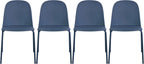 2xhome Set of 4 Modern Stackable Armless Dining Chairs | Plastic Shell Seat with Metal Legs | Indoor or Outdoor Use | Home Kitchen Patio, Blue