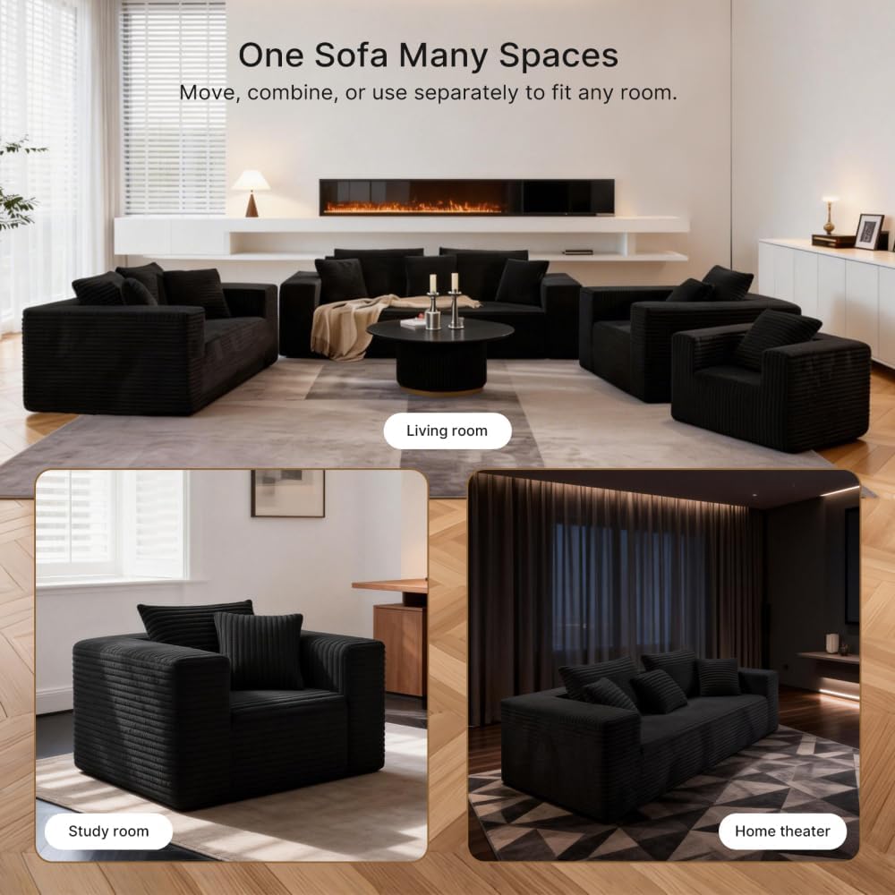 Boneless Sofa Chair, No Assembly Couch in a Box Memory Foam Mini Cloud Reading Chair with Throw Pillow for Living Room Bedroom Playroom