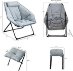 Hexagon Foldable Living Room Chair, Saucer Chair for Adults, Comfy Bedroom Lounge Chair, Moon Chair, Lazy Folding Chair for Dorm Rooms (Ottoman-Grey)