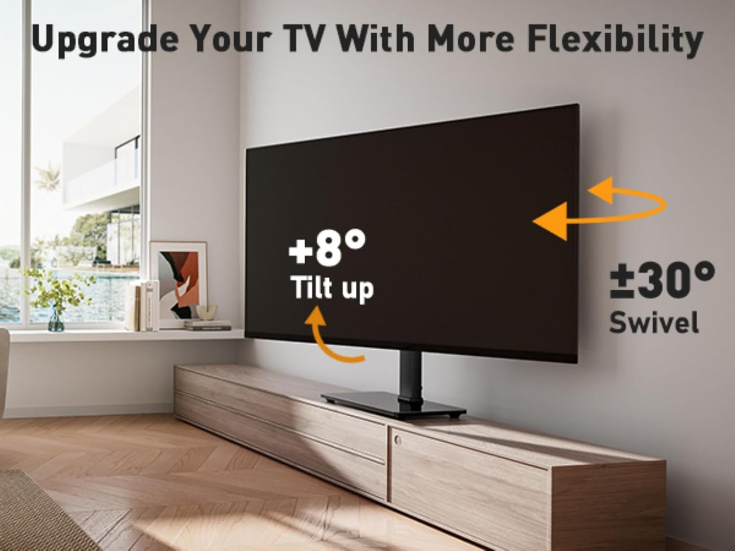 Perlegear Universal Swivel TV Stand Base for 32–70 inch TVs, Height Adjustable Table Top TV Stand Mount with Tilt, Tempered Glass Base, Holds up to 88 lbs