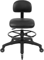 TAKE UR SEAT® Economical Multi-Purpose Medical Spa Drafting Stool with Adjustable seat and Back Height. Advanced Fabric seat Cover is Easy to Clean. Blade Wheels (Med. Bench Height Black)