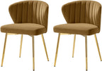 TINA'S HOME Velvet Dining Chairs Set of 2, Modern Upholstered Side Chair with Golden Legs, Small Cute Armless Accent Chair for Living Room, Kitchen, Bedroom, Beauty Room, Golden