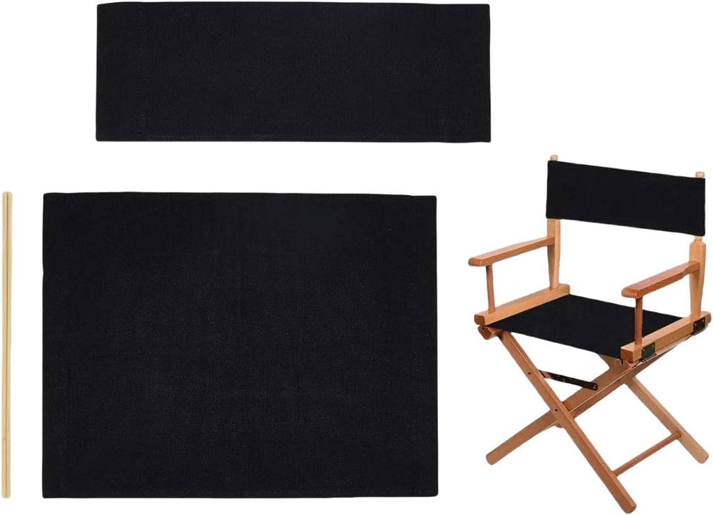 Director Chair Replacement Canvas Fabric Seat Cover Foldable Director’s Chair Cover Kit Black | 21.2" L x 16.1" W x 0.39" H (B: Black 21.25''L*16.14''W)