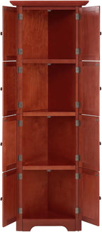 Mid-Century 4-Tier Pantry Storage Cabinet, Corner Cabinet and Adjustable Shelves, for Bathroom Living Room Kitchen,for Kitchen Home