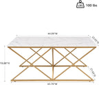 unipaws Modern Nesting Coffee Table Set of 3, Faux Marble Top with Golden Frame, Coffee Table with 2 Square End Side Tables, Perfect for Living Room, Apartment, Office