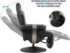 POWERSTONE Gaming Recliner Massage Gaming Chair with Footrest Ergonomic PU Leather Single Sofa with Cup Holder Headrest and Side Pouch, Adjustable Living Room Chair Home Theater Seating (Grey)