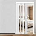 PVC Accordion Folding Door with Acrylic Panels for Interior Room Divider(WxH 60x80in/152.4x203cm)