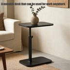 Pedestal Adjustable c Table for Small Spaces，C Shaped End Table Desktop can Turn 360° and the Height of the Sofa Small TV Tray Table Can be Adjusted for Couch