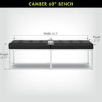 Studio Designs Home Camber Modern Dining Room 60" Legs and Tufted Faux Leather, Entryway or Livingroom Accent Bench, Chrome/Black