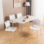 White Stackable Chairs Set of 4, Modern Office Guest Chair Wide Seat, Stackable Dining Chairs, Plastic Chair for Conference Room, Living Room, Waiting Area, Classroom.