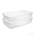 2 Pack 41 Quart Clear Storage Bin with Lid, Clear Plastic Container with Secure Snapping Lids, Under Bed Storage Container, Stackable Bin for Home and Office Organization, White