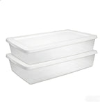2 Pack 41 Quart Clear Storage Bin with Lid, Clear Plastic Container with Secure Snapping Lids, Under Bed Storage Container, Stackable Bin for Home and Office Organization, White