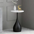 Small Side End Table with Faux Marble Tabletop, 14inch Round Coffee Table Sofa Side Table Modern End Table Accent Table with Sturdy Base Nightstand for Living Room Kitchen Balcony