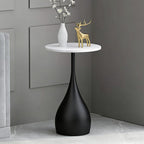 Small Side End Table with Faux Marble Tabletop, 14inch Round Coffee Table Sofa Side Table Modern End Table Accent Table with Sturdy Base Nightstand for Living Room Kitchen Balcony