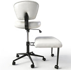 Ergonomic Cross Legged Office Chair with Wheels, Meditation Chair, Ultimate ADHD Desk Chair with Lumbar Support for Active Sitting, Modern Criss Cross Kneeling Chair for Home & Office PU&White
