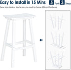 nalone 29 Inch Outdoor Bar Stools Set of 2, HDPE Bar Chairs with Footrest, Weather Resistant Barstools Outside Counter Height Stools for Patio Yard (White, 29'' Barstools Set of 2)