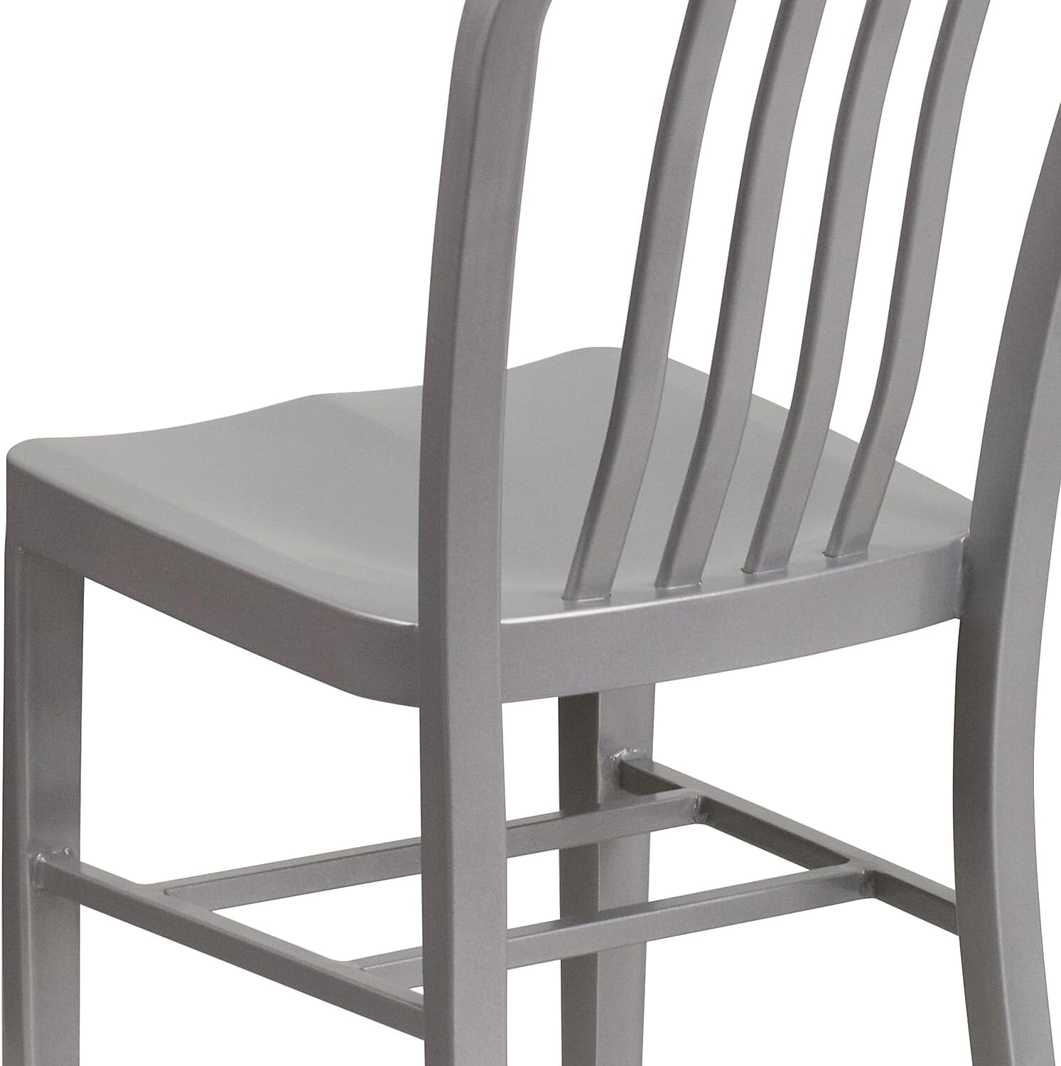 Flash Furniture Commercial Grade Silver Metal Indoor-Outdoor Chair