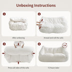 Relefree 70.9" Modern Loveseat Sofa,Oversized Bean Bag Chairs for Adults,Plush Modern Boneless Loveseat,Bean Bag Couch for Reading,Mini Small Couches for Living Room,Bedroom,Apartment,Cream White