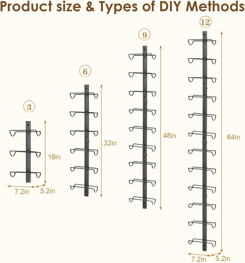Sonyabecca 3 Pack 12 Bottle Wall Wine Rack, DIY Wine Rack Wall Mounted, Wall Mounted Wine Rack,Display Holder Used as One or Four, for Kitchen, Dining Room, Bar, Wine Cellar