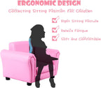 Costzon Kids Couch with Footstool, Children's Sofa with ASTM & CPSIA w/PU Leather Surface, Mini Armrest Chair Lounge, Soft Kids Sofa for Preschool Bedroom Kids Room Toddlers Boys Girls Birthday (Pink)