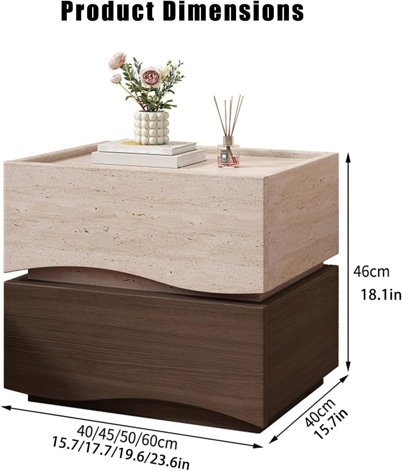 Bed end Table with Drawer, Smart Nightstand Table with Locks, Side end Bedside Table, Solid Wood Bedside Table, Suitable for Bedrooms, Living Rooms, and Offices(Khaki-A,19.6 * 15.7 * 18.1in)