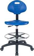 Chair Master-Blue Deluxe Ergonomic Polyurethane Chair. 10" of Height Adjustment (23"-33" Seat Ht). 18" Adjustable Footring 450 lb Capacity. Easy to Clean. for Automotive, Lab, Cleanroom (Blue)