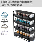 Coffee Pod Holder 4 Tier For Countertop, Black, 1pcs | Nespresso Vertuo Capsule 32 pod