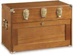 CASTLECREEK 4-Drawer Collector's Chest, Wooden Desk Storage Box Organizer Lockable Compartments Oak