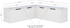 Linon Harris White Solid Pine Backless Nook with Interior Storage