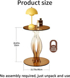 Acrylic Side Table, Clear End Table, Round Drink Table, Modern Nightstand for Living Room, Coffee Tables for Bedroom, Amber