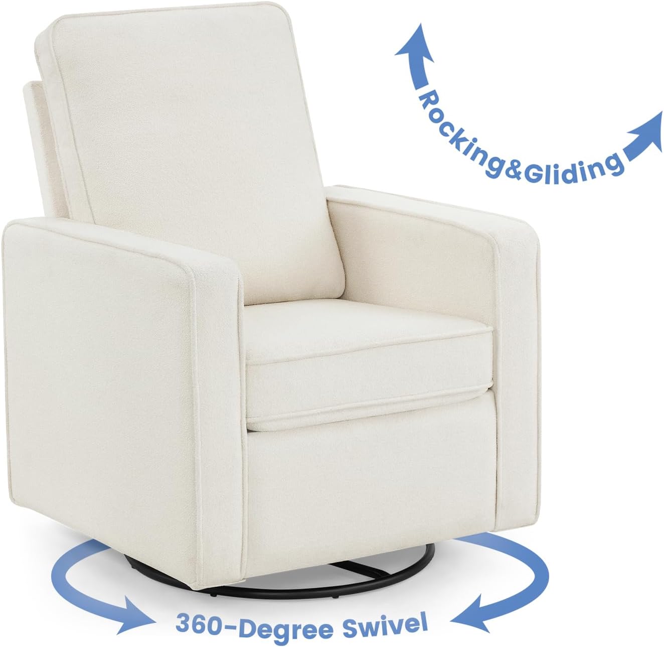 Delta Children Luna Nursery Swivel Glider - Greenguard Gold Certified and Oeko-TEX Standard 100 Fabric, Oatmeal
