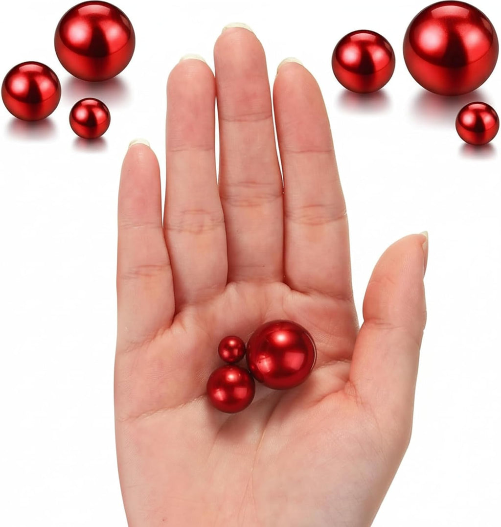 Hicarer 120 Pcs Valentines Day Vase Filler Red Water Beads 3 Sizes Floating Beads for Vases Candle Holder Holiday Romantic Table Centerpieces Bedroom Decorations, 14/20/30 mm (Red)