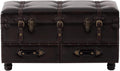 Vintage Storage Bench Upholstered Mid-Century Faux Leather Storage Ottoman Bed Bench Storage Chest for Hallway, Entryway, Bedroom, Dark Brown